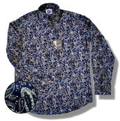 View Item Lambretta High Collar Button Mod Paisley Shirt Navy